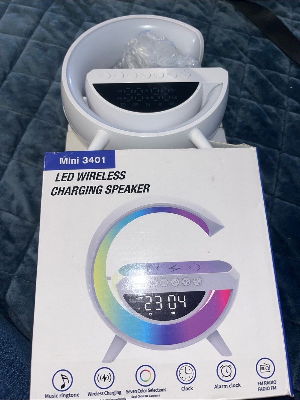 LED Wireless Charging Speaker - White